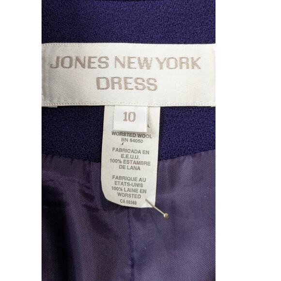 Jones New York Vintage Purple Dress 10 Worsted Wool Gold Buttons A-Line USA - Picture 5 of 16